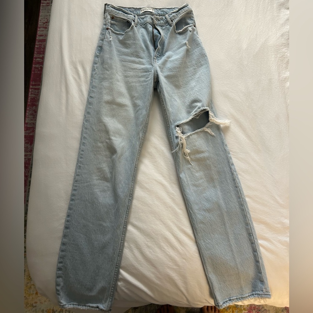 Abercrombie & Fitch High-Rise Light Wash Distressed Jeans